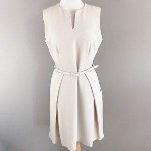 Ottod'Ame Beige Ivory Sleeveless Belted Sheath Dress 10